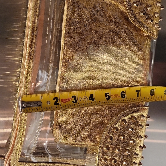 PVC Transparent Crossbody or Wristlet Bag, Gold, 2 Piece - Picture 12 of 16